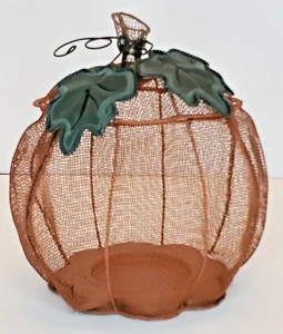 2 Stück Drahtgeflecht Metall Kürbis Ernte Herbst Herbst Halloween Regal Sitter Schale - Bild 1 von 9