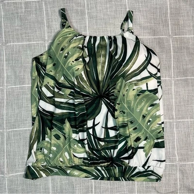 Lane Bryant Cacique Grand Palms No-Wire Blouson Tankini Swim Top Size 24 - Image 1 of 4