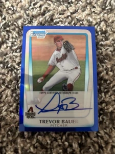 2011 Bowman Chrome Draft Trevor Bauer Auto Blue Refractor /150 MINT - Picture 1 of 4