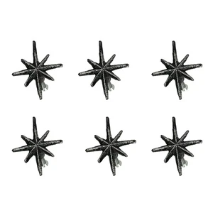 Set of 6 Antique Silver Finish Mid Century Modern Starburst Drawer Pulls Knobs - Picture 1 of 9