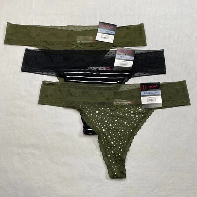 No Boundaries Juniors Thong Underwear sz XXL Multicolor Stretch Lace 3 Pack NEW - Image 1 of 4