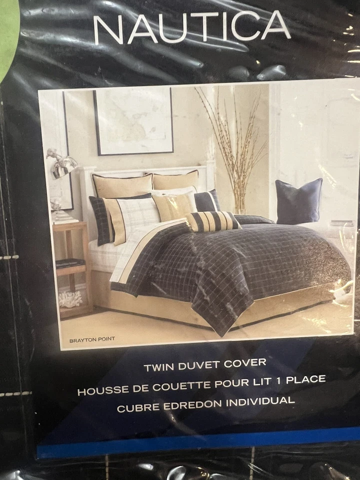 Juego de funda nórdica doble Nautica Brayton Point algodón negro nuevo Foto 1 de 1
