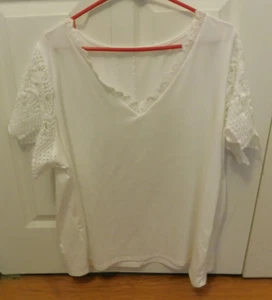 NUOVO donna bellissimo top bianco con colletto e maniche eleganti, taglia 2X - Foto 1 di 6