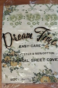 vintage NOS green floral quilt cover single cotton blend Japan DREAM TIME - Picture 1 of 6