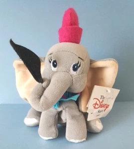Disney Store Dumbo Elephant Plush Soft Toy Beany With Magic Feather 18cm Vintage - Picture 1 of 9
