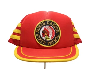 Trucker 3 Streifen Mütze Cap North Dakota State Patrol rot gelb Otto Vintage - Bild 1 von 5