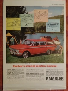 Revista Rambler Nash Wagon 1962 vintage solo anuncio 14 de julio Saturday Evening Post  - Imagen 1 de 5