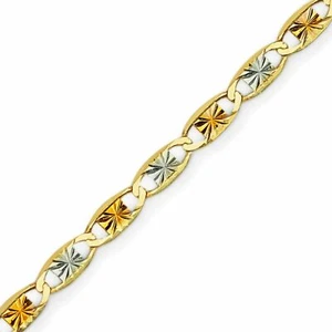 Catena Valentino tricolore oro massiccio 14 kt taglio diamante giallo bianco rosa 1,5 mm 20" - Foto 1 di 8