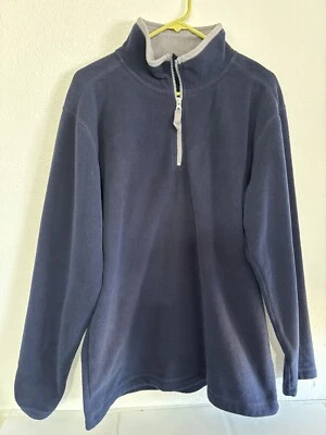 Pullover polar para hombre 1/4 cremallera azul marino talla grande Foto 1 de 2