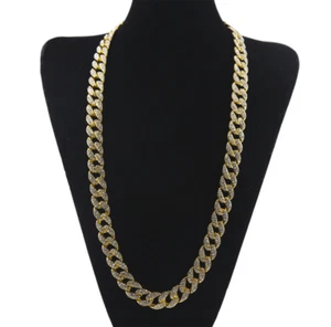 Fashion Hip Hop Necklace 18-30inch Mens Link Gold Silver Curb Cuban Chain - Picture 1 of 22