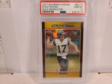 2007 BOWMAN CHROME PHILLIP RIVERS GOLD REFRACTOR #/50 PSA 10 POP 1 CHARGERS RARE
