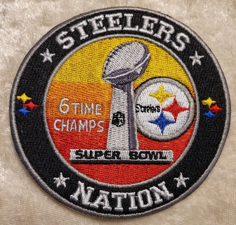 Pittsburgh Steelers 6X Super Bowl Champs 3.5" Iron/Sew On Embroidered Patch