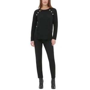 CALVIN KLEIN NUOVO Maglione Donna Dettaglio Bottone Gilet Top TEDO - Foto 1 di 8