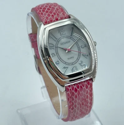 GOSSIP Quartz Watch Womens Silver Pink Leather Band Japan Movement GSP548B NEW - Image 1 of 4