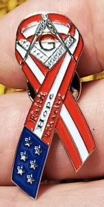 MASONIC ENAMELED LAPEL PIN-AMERICAN FLAG RIBBON - Picture 1 of 1