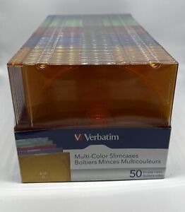 Verbatim CD DVD Slim Jewel Cases Multi-Color 50 Pack NIB