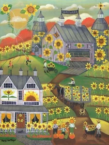 OrIgInAl FoLk ART PaInTiNg SuNfLoWeRs HaRvEsT QuiTe QuilT PuMpKiN ScArEcRoW BaRn - Imagen 1 de 5