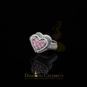 2.50CT Women's925 Silver White VVS 'D' PINK Moissanite 3D Heart Shape Ring Size7 - Picture 1 of 9