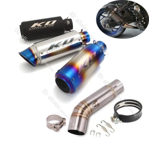 For Suzuki GSX-S750 GSR750 BK750 Slip On Black Exhaust Tips Mid Link Pipe Escape - Picture 1 of 12