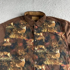 Legendary Whitetails Shirt Mens 2XL XXL Brown Button Up Faux Suede Buck Outdoor - Picture 1 of 8