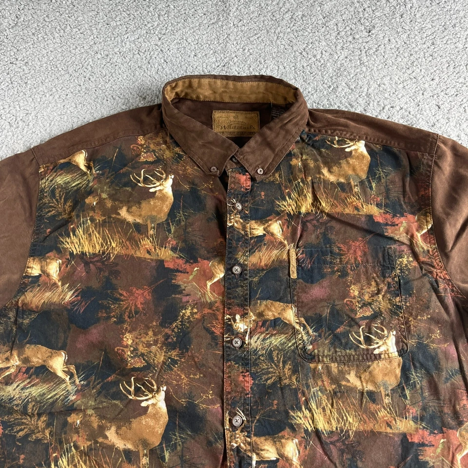 Legendary Whitetails Shirt Mens 2XL XXL Brown Button Up Faux Suede Buck Outdoor - Image 1 of 4