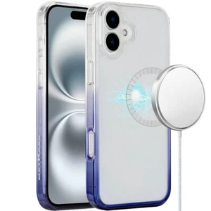 For iPhone 16 6.1inch Case Magnetic Circle Gradient Two Tone + Tempered Glass - Picture 1 of 9