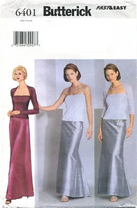 Butterick 6401 Shrug Top Skirt Misses Evening Sewing Pattern Uncut Size 6 8 10 - Picture 1 of 2