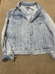 Isaac Mizrahi Live Denim Jacket Womens Size 16 XL Blue Jean Long Sleeve Coat - Picture 1 of 9