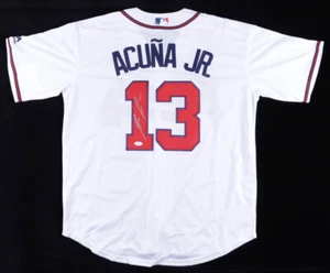 Ronald Acuna Jr. Signiertes Majestic Atlanta Braves #13 Trikot handsigniert (JSA COA) - Bild 1 von 3
