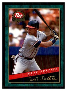1994 Post Cereal Baseball David Justice #6