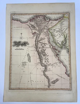 埃及日期 1813 NEELE 古董铜雕刻地图 19 世纪 — 第 1/4 张图片