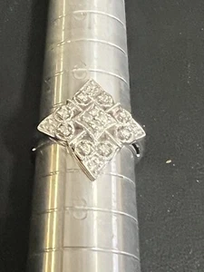 Vintage 14K White Gold Princess Cut 0.5 TCW Diamond Size 7 Ring. 3.0 g. VG - Foto 1 di 5
