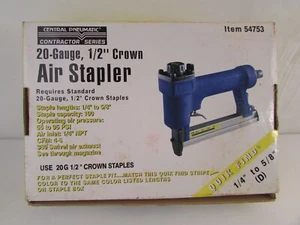 Central Pneumatic 20 Gauge 1/2 In Crown Air Stapler - 20G 1/2Crown Staples 54753 - Picture 1 of 20