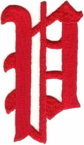 3" Fancy Red Old English Alphabet Letter P Embroidered Patch - Picture 1 of 1