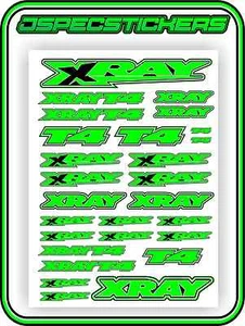 XRAY RC CAR STICKER SET VINYL DECAL T4 1/10 4WD GREEN DRIFT A4 TAMIYA HPI R/C - Picture 1 of 5