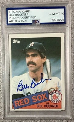 Bill Buckner Signed 1985 Topps #65 Baseball Card RedSox Autograph PSA/DNA Gem 10 - Image 1 of 2