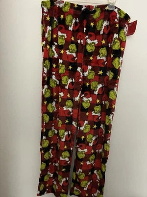 MEN'S THE GRINCH SOFT FLEECE PAJAMA/LOUNGE PANTS POCKETS RED/BLACK SIZE XL NEW! - Image 1 of 4