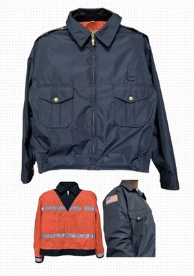 High Visibility Reflective Navy Orange Contrast Traffic Waterproof Rain Jacket L - Image 1 of 4