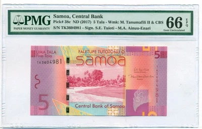 Samoa 2017 5 Tala Bank Note Gem Unc 66 EPQ PMG - Image 1 of 4