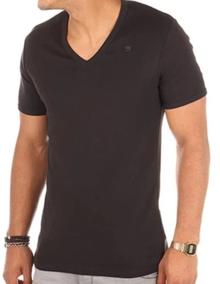 G-STAR RAW | Mens Black Base V Neck Slim Fit Short Sleeve T Shirt | Size Medium Foto 1 de 3