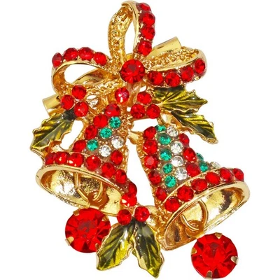 KIRKS FOLLY Holly Jolly Holiday Bells Brooch - Pin  goldtone - Image 1 of 2