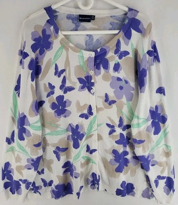 Suéter Northcrest Para Mujer Floral/Mariposa Talla 4X Algodón Abotonado... Foto 1 de 4