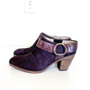 Lucchese Kylie Women Mule Shoe Boots Size 9M Burgundy Pony Hair Harness Western - Picture 1 of 13