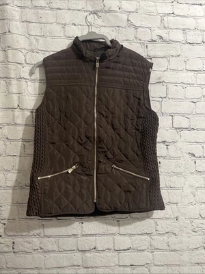 Outer Edge Brown Puffy Vest Large Zip front 2 pockets - Image 1 of 4