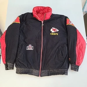 Abrigo acolchado reversible mediano vintage de los Kansas City Chiefs para hombre de los años 90 NFL fútbol americano  - Imagen 1 de 16