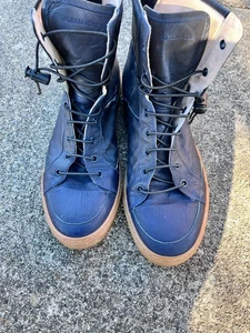 ALESSANDRO DELL'ACQUA  43 Blue Leather  7615 Ankle Boots Size 10 Made In Italy - Picture 1 of 20