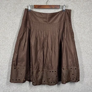 Alfani Sequin Skirt Women's 12 Brown Pleated A Line Embellished Boho Indie Party - Picture 1 of 9