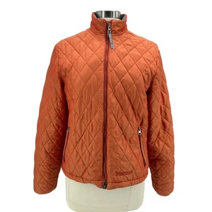 Marmot Womens Medium Jacket Primaloft Puffer Quilted Orange Fleece Lined - Picture 1 of 10