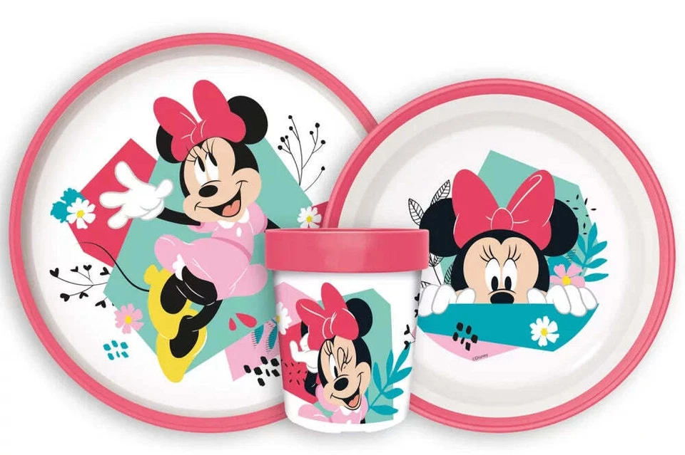 Disney Minnie Maus Geschirr Set Mädchen Kindergarten Teller Rutschfest 260ml - Bild 1 von 1