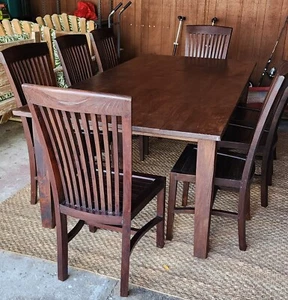 Dining Table + 8 High Back Chairs - Picture 1 of 8